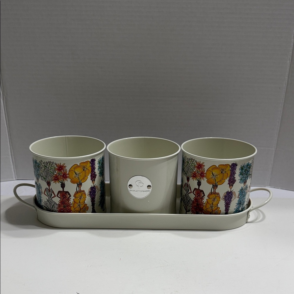 Charlotte Posner Cream Metal Planter